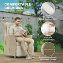 Outsunny Rattan Garden Recliner Chair with Flip Table, Brown