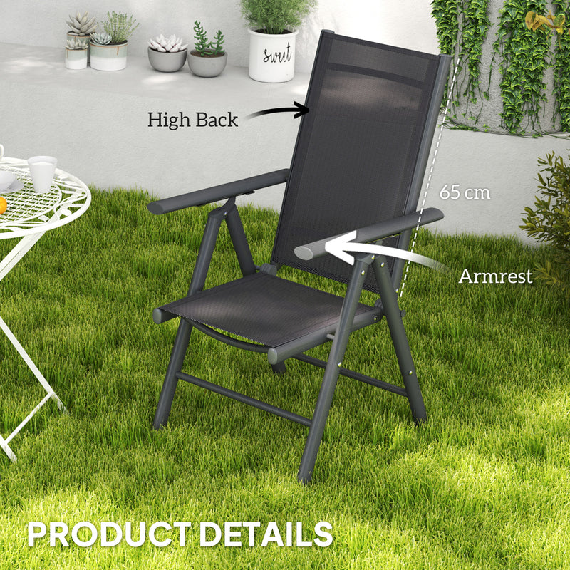 Outsunny 2PCS Folding Chair w/ Breathable Mesh Back and Seat, Light Grey