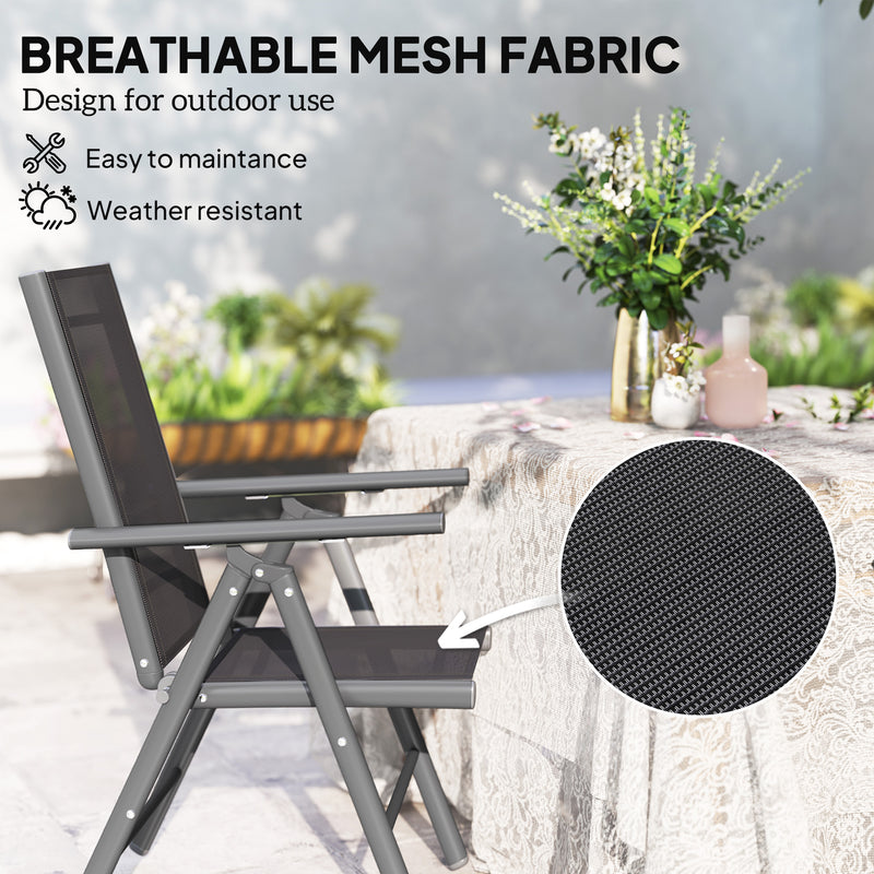 Outsunny 2PCS Folding Chair w/ Breathable Mesh Back and Seat, Light Grey