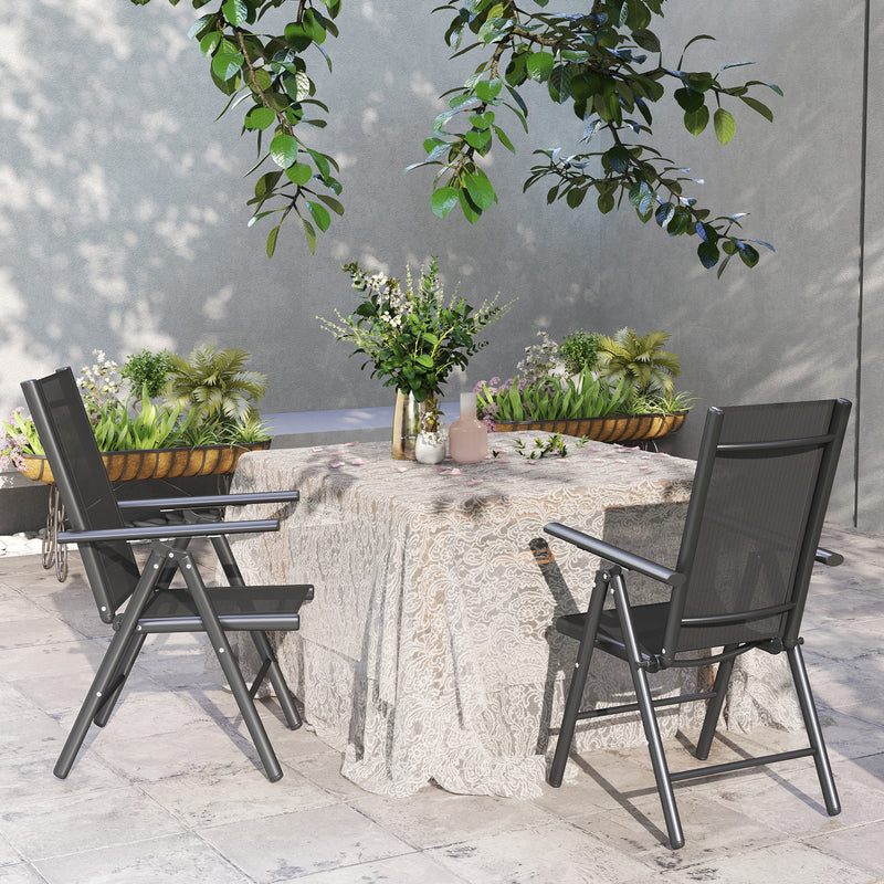 Outsunny 2PCS Folding Chair w/ Breathable Mesh Back and Seat, Light Grey