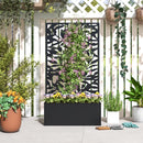 Outsunny Metal Garden Bed with Trellis, Raised Planter with Privacy Panel
