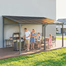 Outsunny 4 x 3 m Metal Lean-to Hardtop Gazebo, Wall-Mounted Pergola