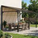 Outsunny 4 x 3 m Metal Lean-to Hardtop Gazebo, Wall-Mounted Pergola