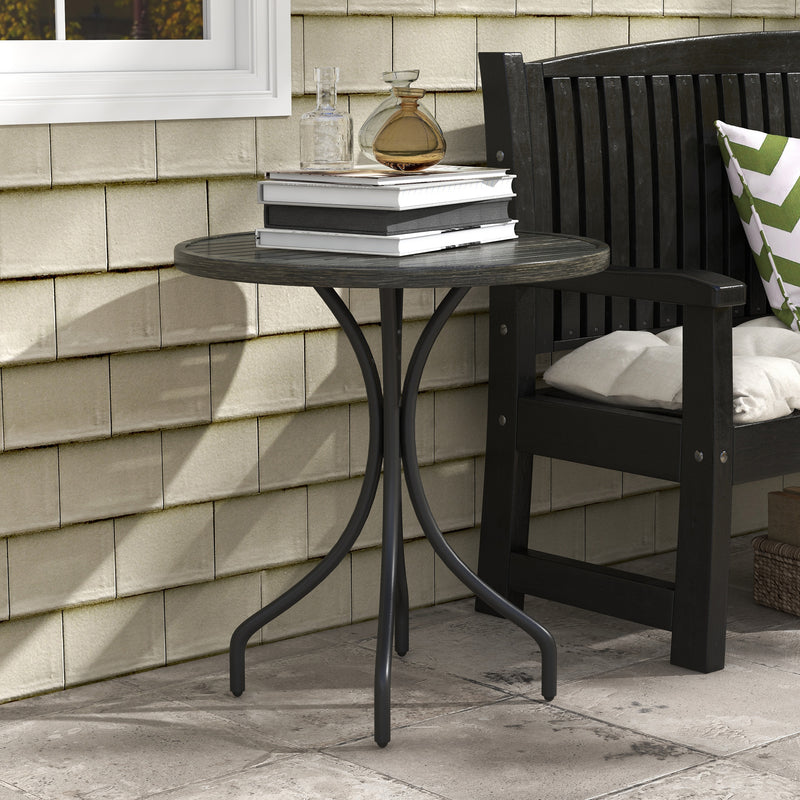 Outsunny Round Garden Table Outdoor Side Table with Steel Frame
