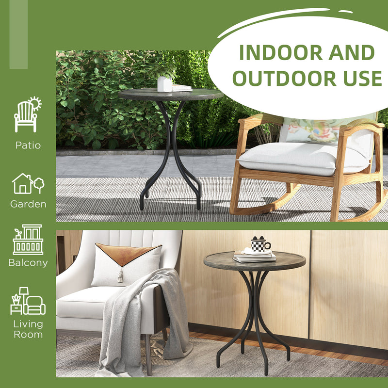 Outsunny Round Garden Table Outdoor Side Table with Steel Frame