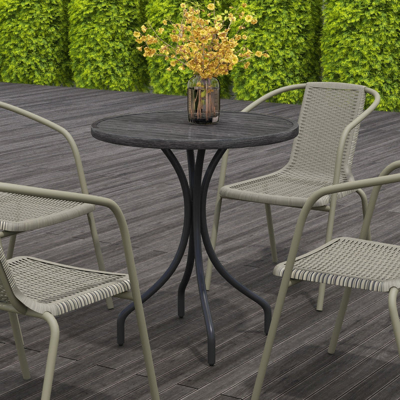 Outsunny Round Garden Table Outdoor Side Table with Steel Frame