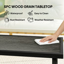 Outsunny Garden Coffee Table with SPC Woodgrain Tabletop, Dark Grey