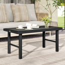 Outsunny Garden Coffee Table with SPC Woodgrain Tabletop, Dark Grey