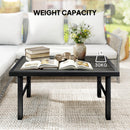 Outsunny Garden Coffee Table with SPC Woodgrain Tabletop, Dark Grey