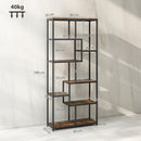 HOMCOM Industrial Bookcase 7-Tier Bookshelf Shelving Unit Rustic Brown Black
