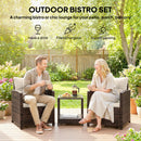 Outsunny Rattan Garden Furniture Bistro Set with Cushion, Mixed Brown