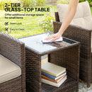 Outsunny Rattan Garden Furniture Bistro Set with Cushion, Mixed Brown