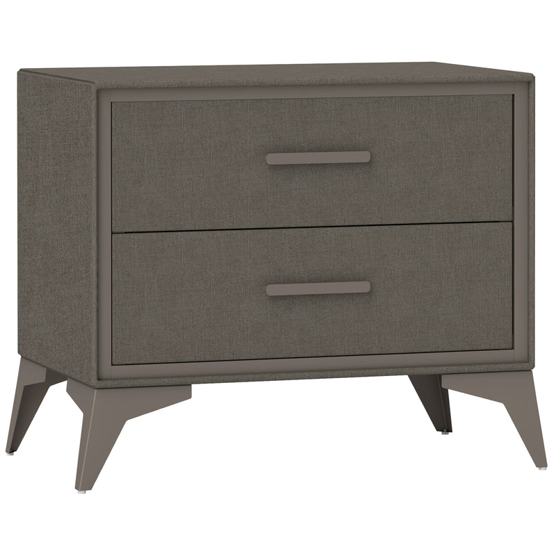 HOMCOM Velvet Bedside Table with 2 Drawers and Steel Legs, Brown