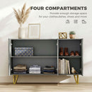HOMCOM Storage Cabinet, Sideboard With Adjustable Shelves, High Gloss Grey