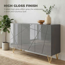 HOMCOM Storage Cabinet, Sideboard With Adjustable Shelves, High Gloss Grey
