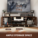 HOMCOM TV Unit Cabinet With Storage Shelves Entertainment Center Rustic Brown