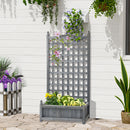 Outsunny Raised Garden Bed with Trellis Garden Planters Indoor Grey