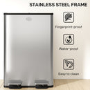 HOMCOM Dual Kitchen Bin Pedal Bin for Recycling and Waste, Silver Tone