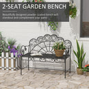 Outsunny Garden Bench, Metal Outdoor Patio Garden Loveseat, Black