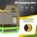 7 Feet Hexagonal Trampoline with Slide and Safety Enclosure Net-Green