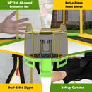 7 Feet Hexagonal Trampoline with Slide and Safety Enclosure Net-Green