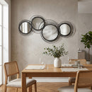 HOMCOM Metal Wall Art Decorative Mirror Decor Modern Wall Sculpture, Black