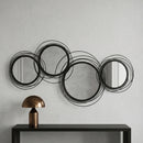 HOMCOM Metal Wall Art Decorative Mirror Decor Modern Wall Sculpture, Black