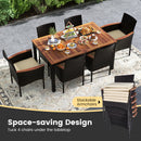 7 Pieces PE Rattan Outdoor Patio Dining Set For Yard Garden And Poolside-Brown