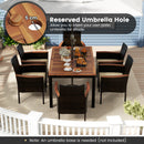 7 Pieces PE Rattan Outdoor Patio Dining Set For Yard Garden And Poolside-Brown