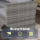 7 Pieces Patio Dining Furniture Set Outdoor PE Rattan Sectional Sofa Set-Grey