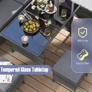 7 Pieces Patio Dining Furniture Set Outdoor PE Rattan Sectional Sofa Set-Grey