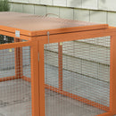 PawHut Rabbit Hutch, Folding Wooden Rabbit Run With Openable Top, Orange