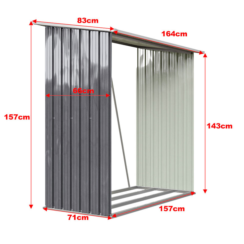 Breeins Garden Outdoor Metal Firewood Log Storage Shed