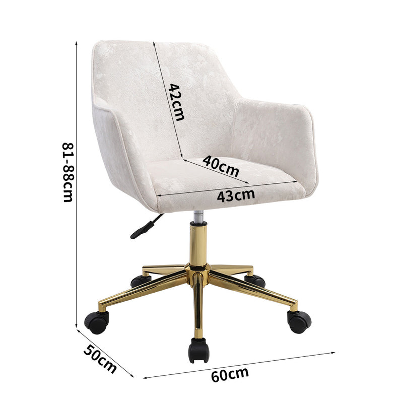 Livingandhome Velvet Upholstered Home Office Swivel Task Chair with Flared Arms