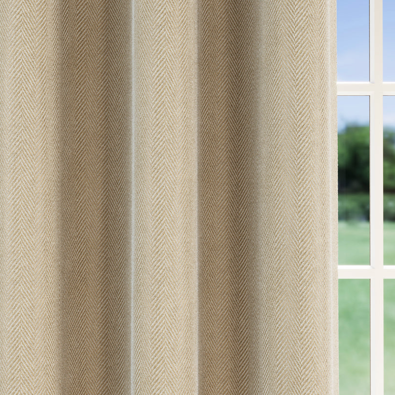 Enhanced Living Chester Natural Eyelet Thermal Noise Reducing Blackout Curtains - Pair