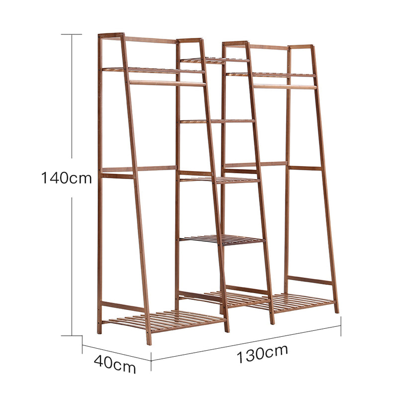Lifeideas Bamboo Trapezoid Clothing Rack with 5-Tier Storage Shelves