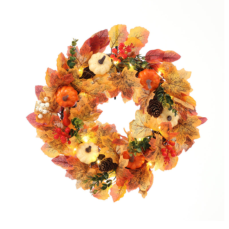 Autumn Harvest Wreath With LED Lights