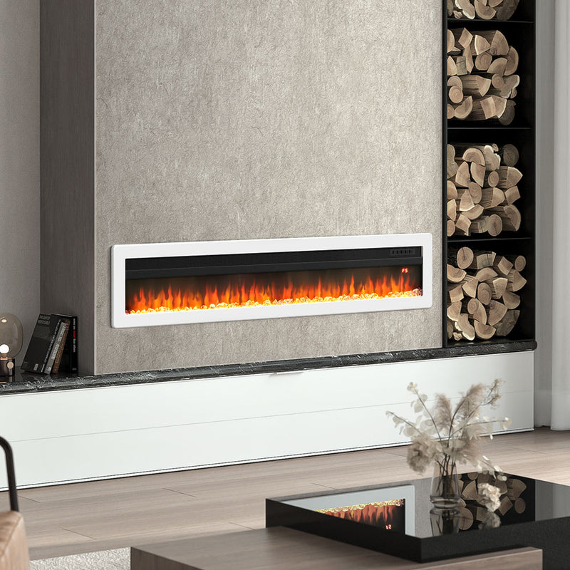 Electric Fireplace With Adjustable Flames, Wall Mounted Or Freestanding