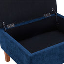 Livingandhome Chenille Storage Bench with Rubberwood Legs