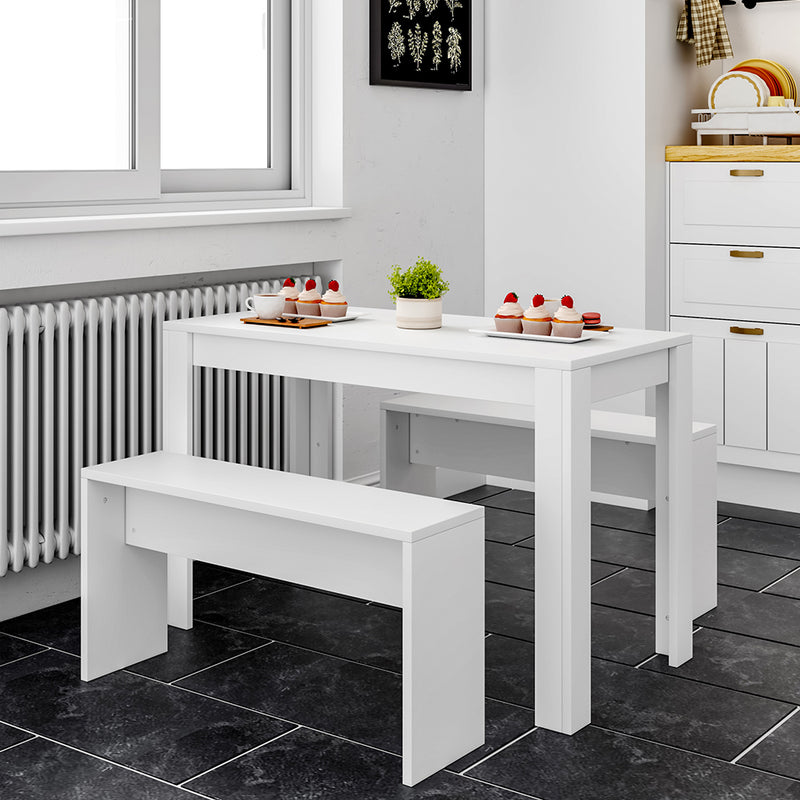 Livingandhome Set 3 Piece Modern Dining Table and Benches