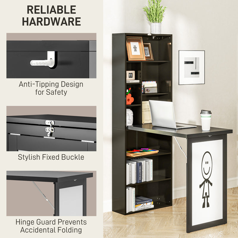 HOMCOM Convertible Desk with Whiteboard Multi-function Workstation