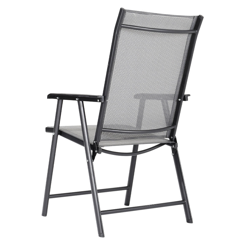 Livingandhome Metallic-Frame and Fabric Foldable Chairs Set of 4