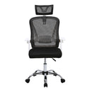 Livingandhome Swivel Office Chair with Headrest-White