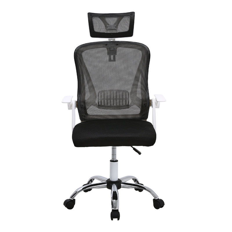 Livingandhome Swivel Office Chair with Headrest-White