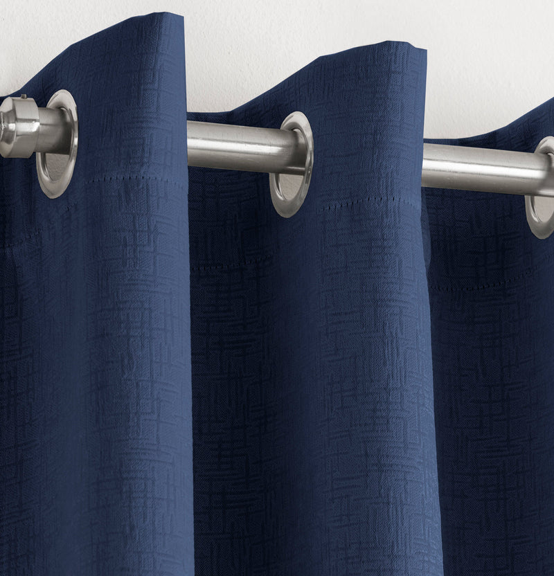 Enhanced Living Vogue Navy Eyelet Thermal Noise reducing Dim Out Curtains - Pair