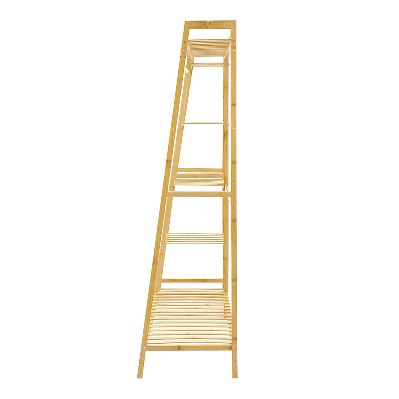 Livingandhome Bamboo Bedroom Garment Clothes Rack Natural 110cm