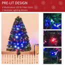 Christmas Time 4ft 120cm Green Fibre Optic Artificial Christmas Tree-Multi colour LED Lights