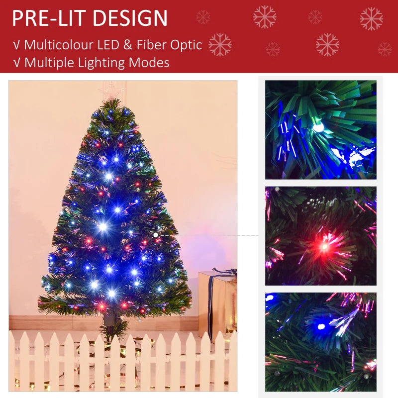 Christmas Time 4ft 120cm Green Fibre Optic Artificial Christmas Tree M