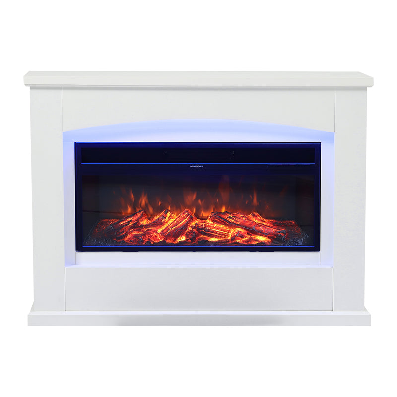 34inch Electric Fireplace with White Wooden Mantel