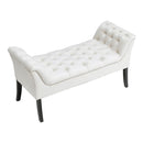 Livingandhome Contemporary Velvet Buttoned Bench with Black Wood Legs